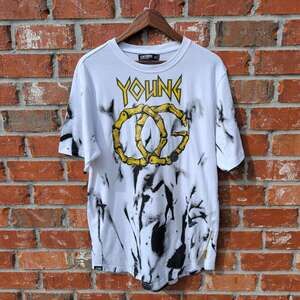 Contender Young OG Skeleton Graphic Tee Mens XL White Splatter Zip Hem